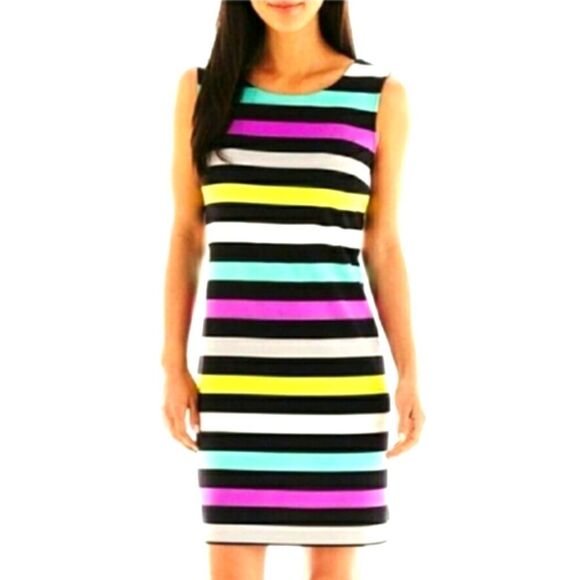 Worthington Dresses & Skirts - BRAND NEW MULTI-COLOR STRIPED SHEATH SLEEVELESS SHORT DRESS